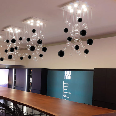 Bolero 6 Light Square Drop Glass Bubble Chandelier 110cm
