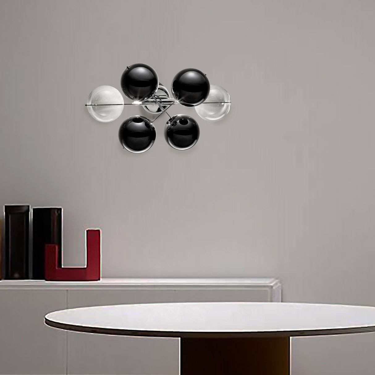 Atom 2 Light Glass Globe Wall Light