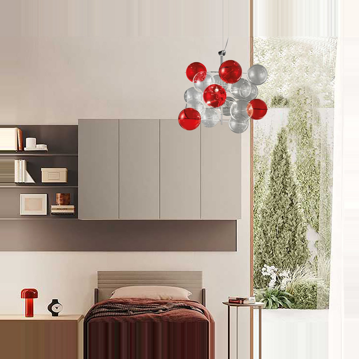 Atom 3 Light Globe Glass Chandelier