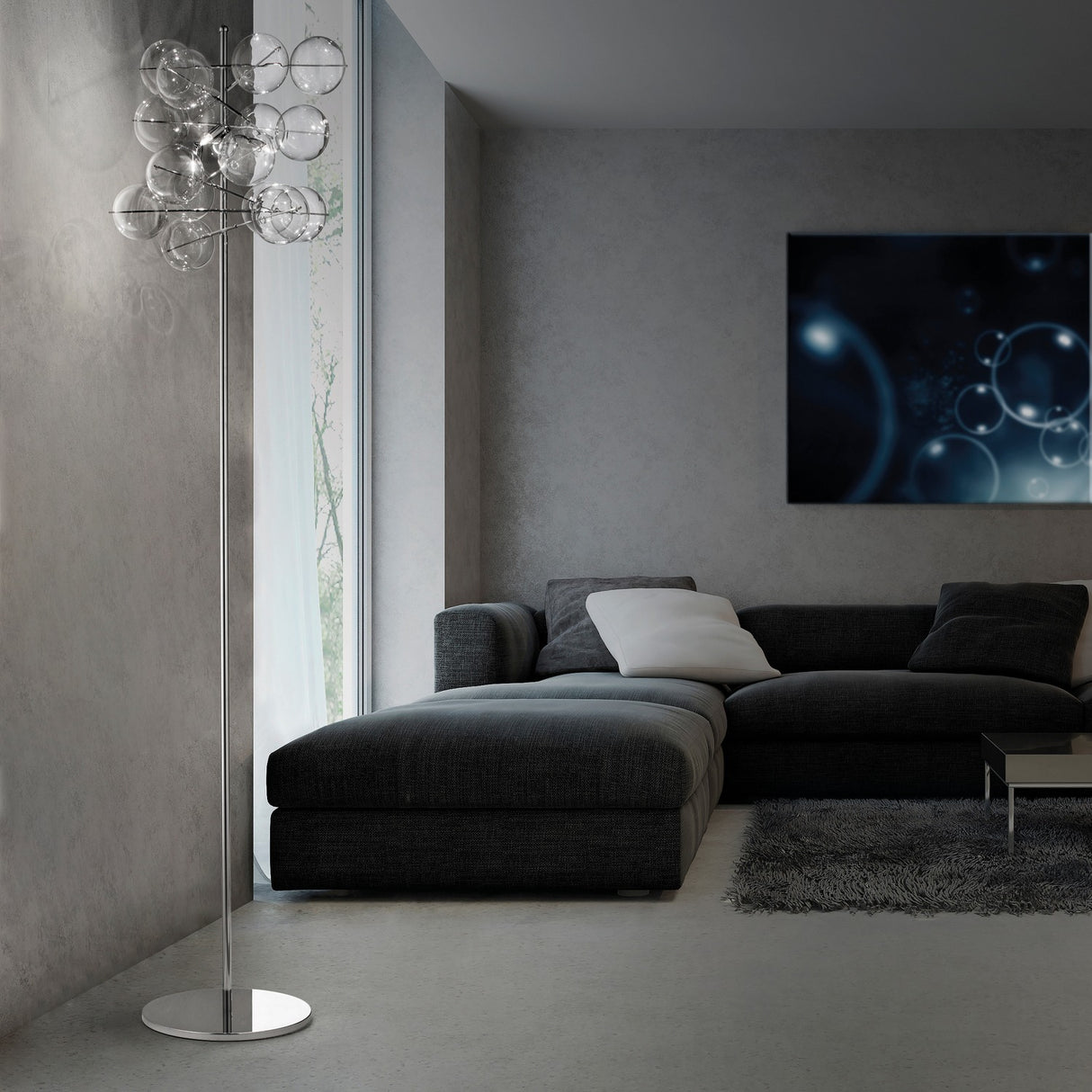 Atom 3 Light Globe Glass Floor Lamp
