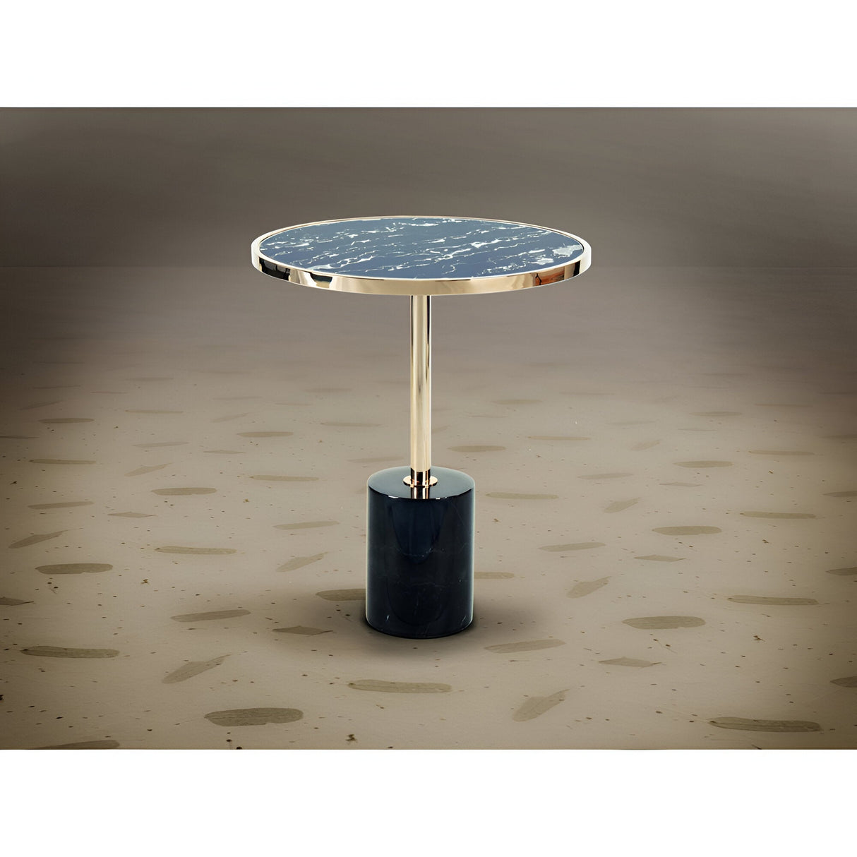Dekala Stainless Steel & Marble Side Table - Black & Gold
