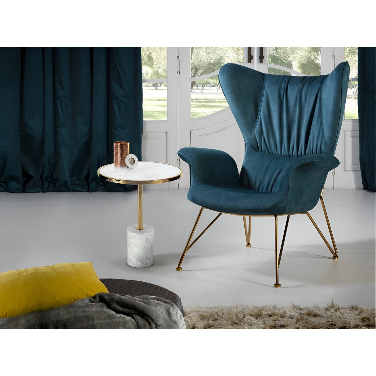 Dekala Stainless Steel & Marble Side Table - White & Gold