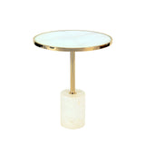 Dekala Stainless Steel & Marble Side Table - White & Gold