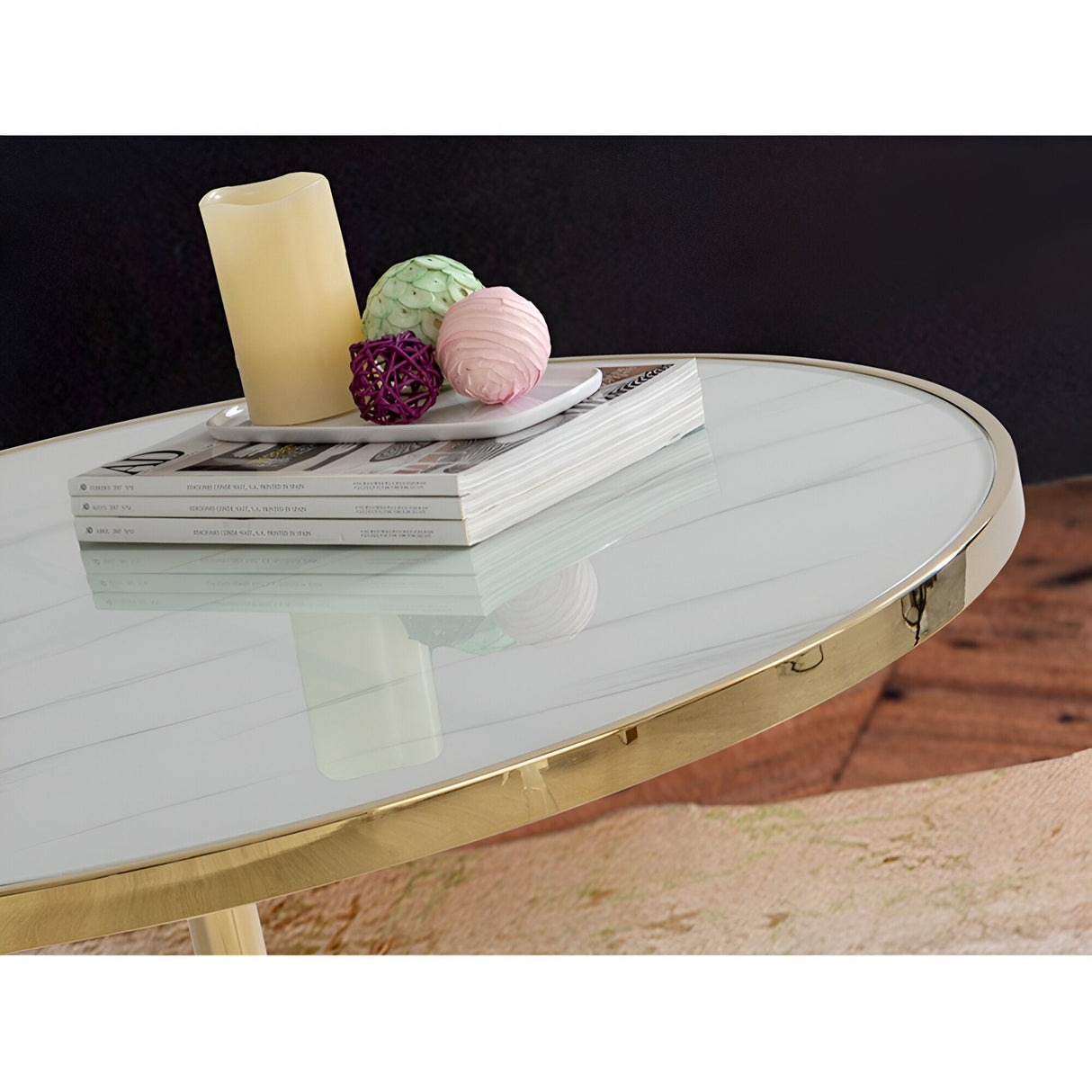Dekala Stainless Steel & Marble Coffee Table - White & Gold