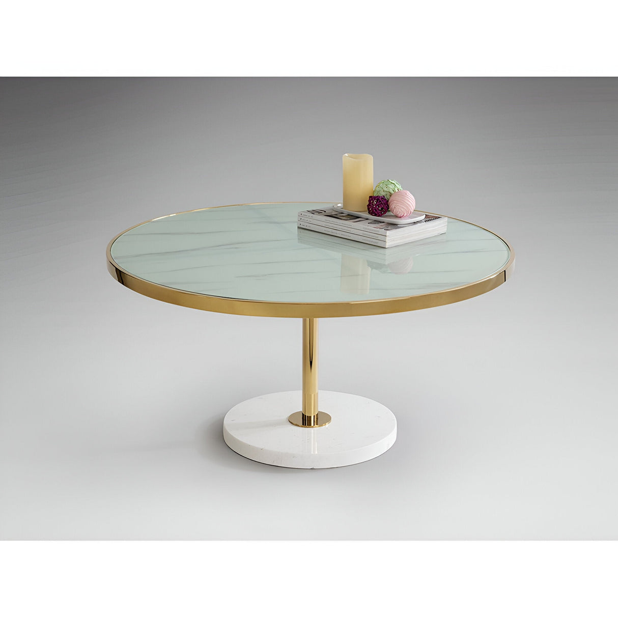 Dekala Stainless Steel & Marble Coffee Table - White & Gold
