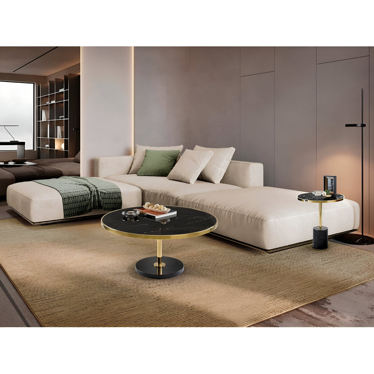 Dekala Stainless Steel & Marble Coffee Table - Black & Gold