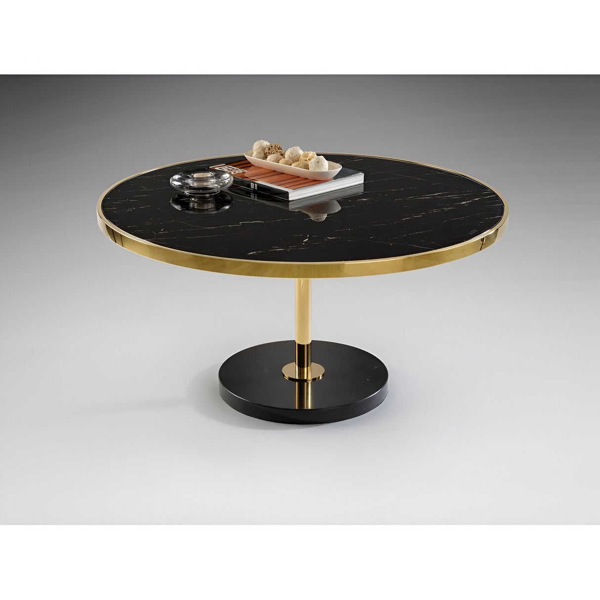 Dekala Stainless Steel & Marble Coffee Table - Black & Gold