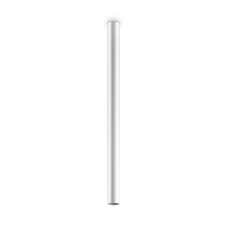 A white, vertical cylindrical tube made of turned aluminium against a plain background, resembling the Noctis Ceiling Light - White, 95cm with its gently illuminated white diffuser.