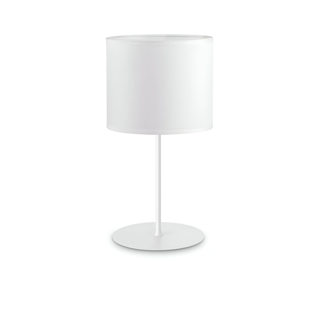 With its minimalist design, the Aethera Large Table Lamp in white features a cylindrical shade and slender base, making it an ideal addition to contemporary interiors. Its sleek elegance stands out beautifully against a plain white background.