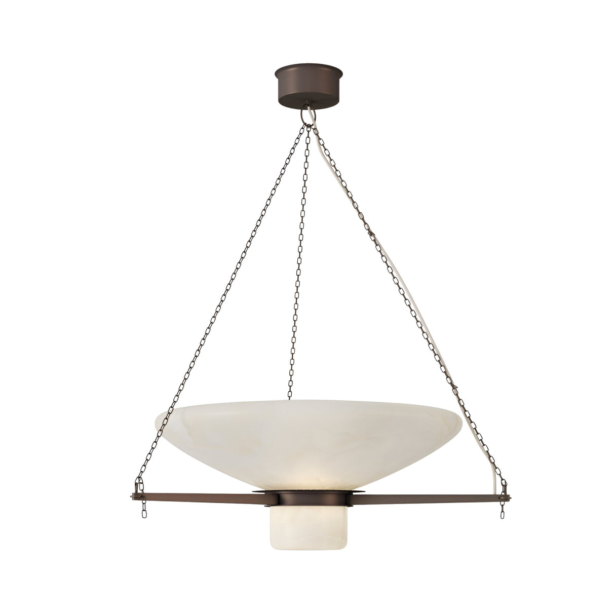 Virello LED Alabaster Single Pendant Light – Brushed Brass & Soft White