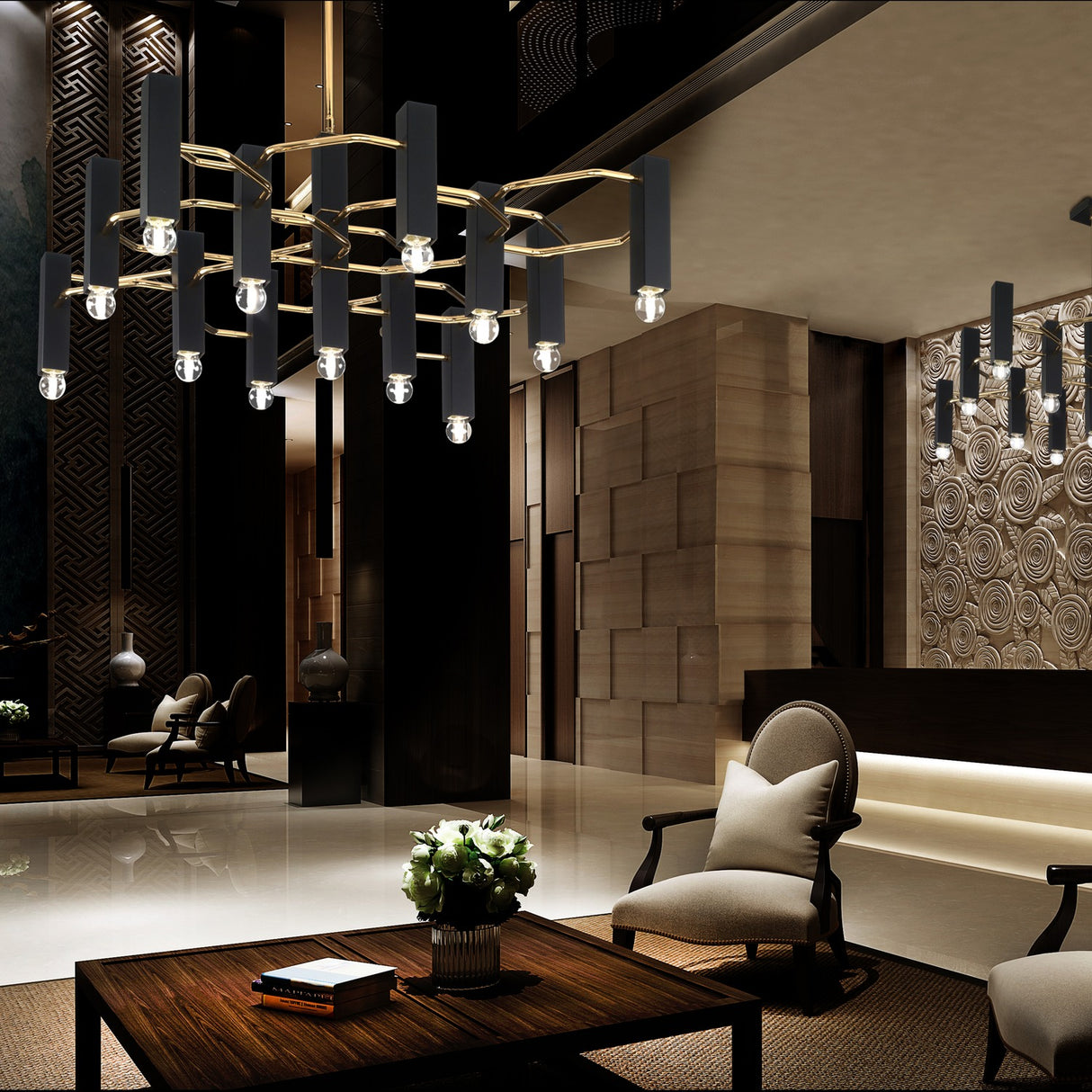 Raster 13 Light Cylinder Chandelier