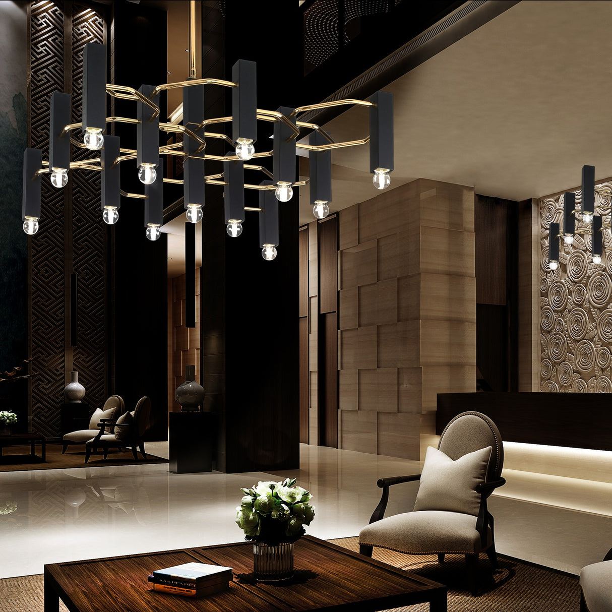 Raster 13 Light Cylinder Chandelier
