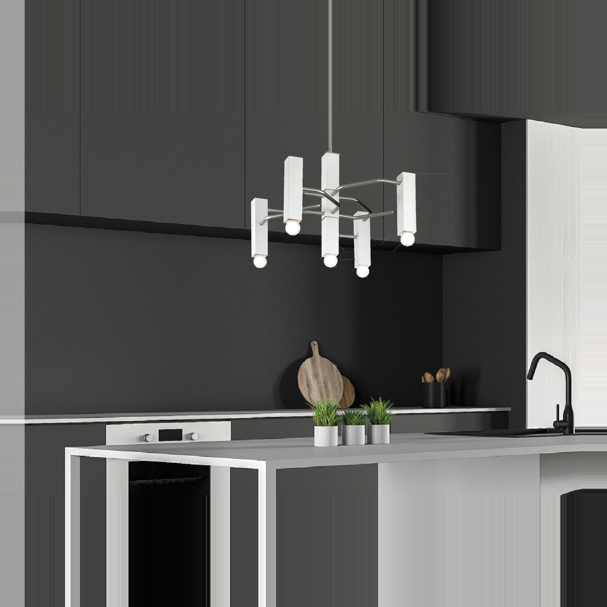 Raster 5 Light Cylinder Chandelier