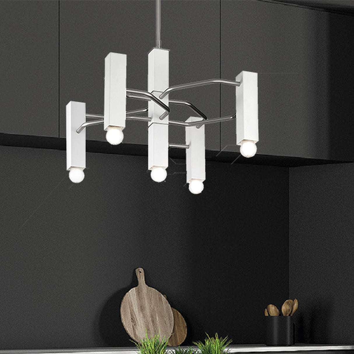 Raster 5 Light Cylinder Chandelier