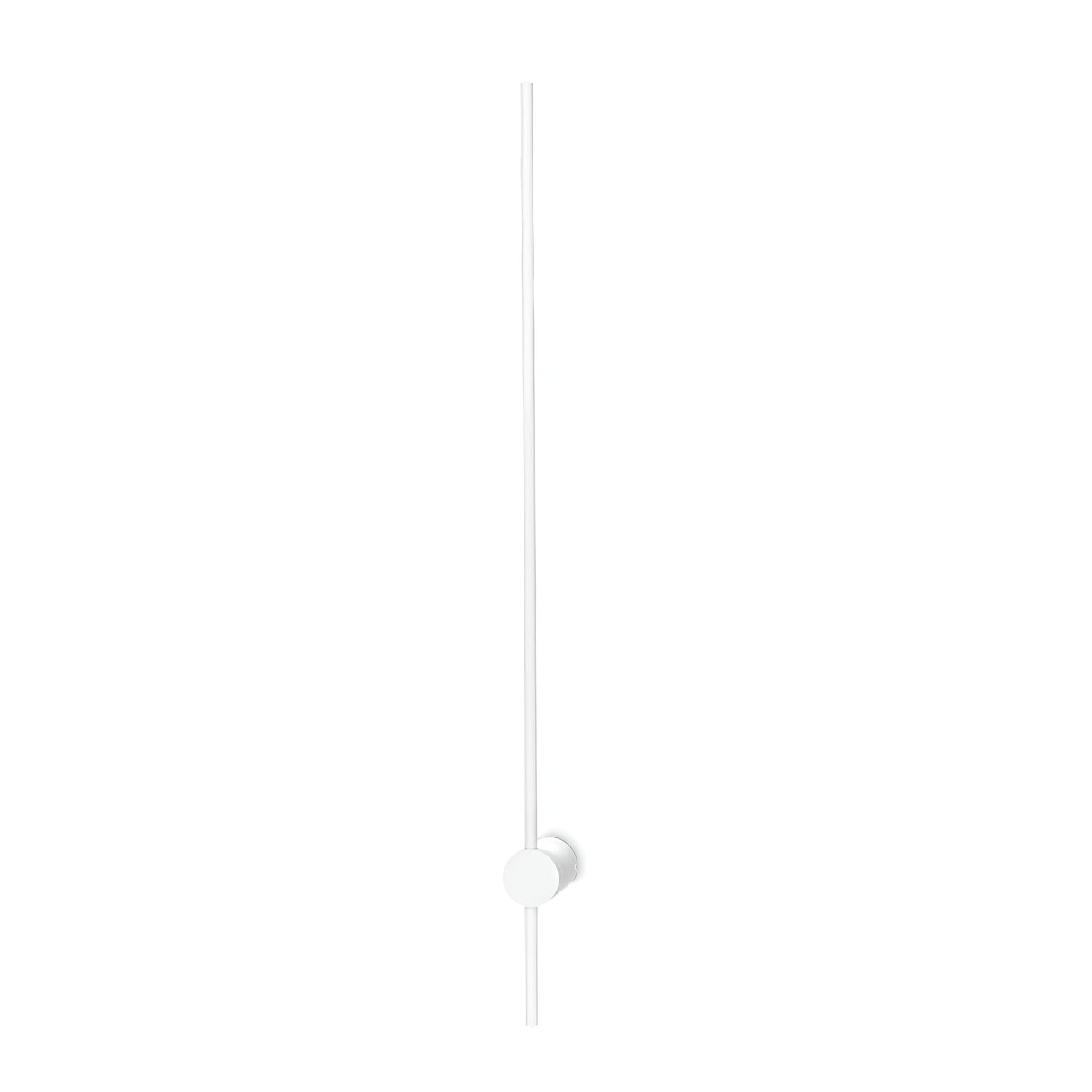 Introduce the Lumara LED Bar Wall Light 20W 3000K - White, featuring a sleek and minimalist design of a long, straight metal rod in white with a circular fixture near the bottom. This energy-efficient wall light stands out against a plain white background with its modern aesthetic.