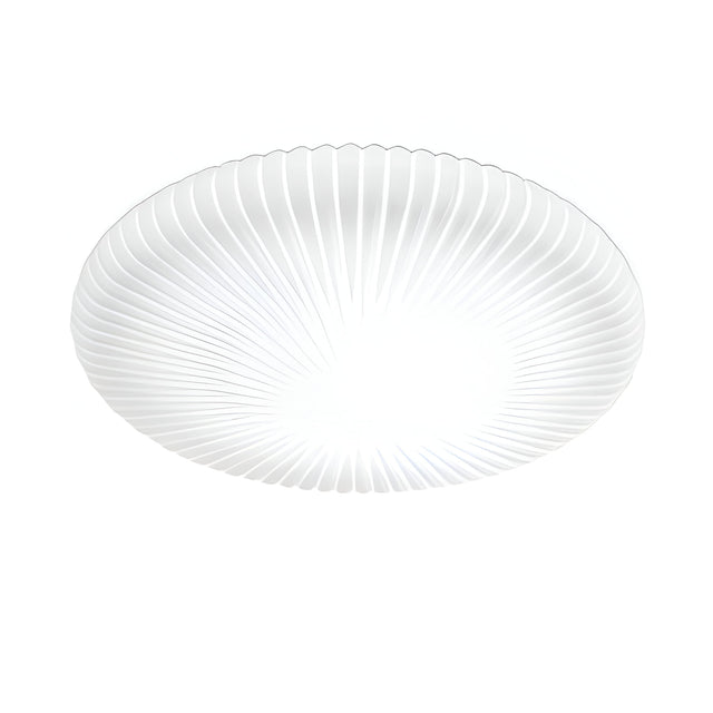 The Eclipse LED Ceiling & Wall Light 12W 3000K in white features a round design with a ribbed, radiating pattern for an elegant and modern look. This energy-efficient lighting solution emits light from the center, enhancing textures and providing a soft, ambient glow.