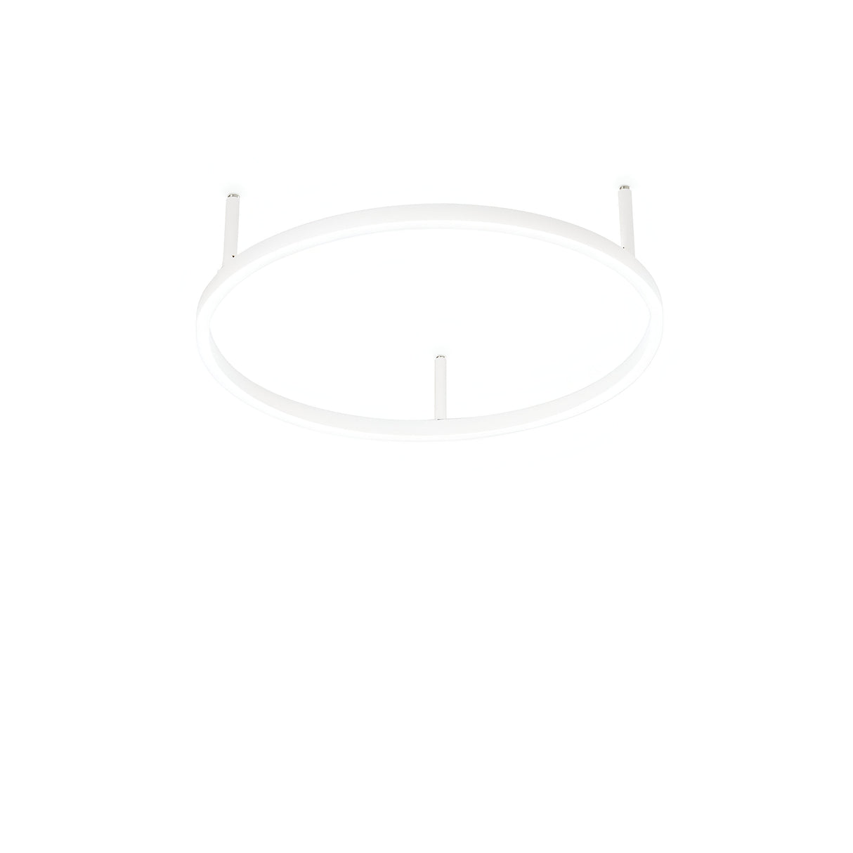 The Arcena Round LED Ceiling Light - White, 50cm is a minimalist lighting masterpiece. This energy-efficient, circular fixture is supported by three slim arms, providing a modern design that seamlessly integrates with the ceiling's backdrop.