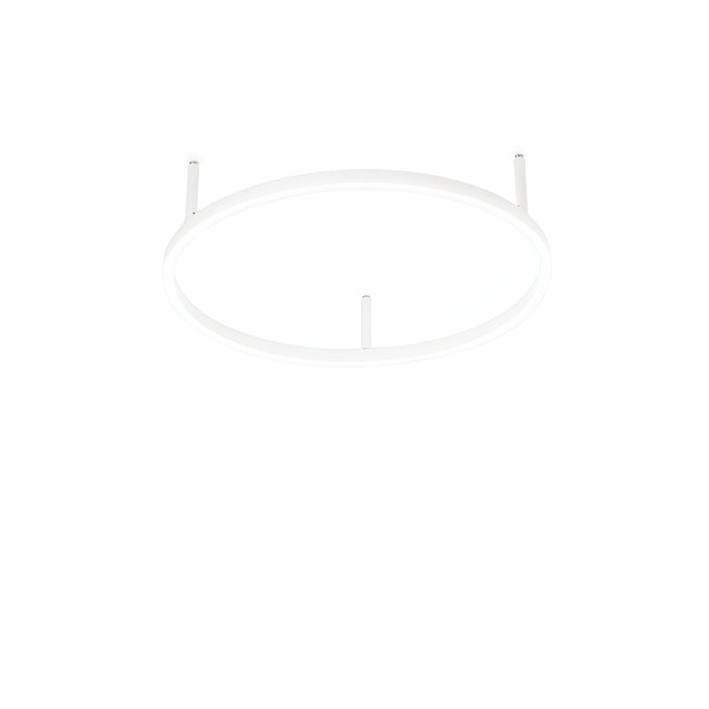 The Arcena Round LED Ceiling Light - White, 50cm is a minimalist lighting masterpiece. This energy-efficient, circular fixture is supported by three slim arms, providing a modern design that seamlessly integrates with the ceiling's backdrop.
