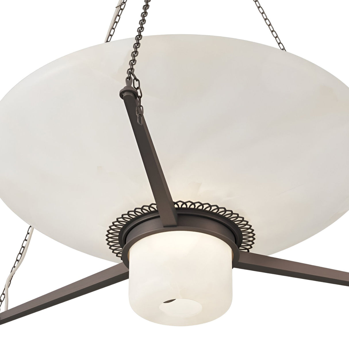 Virello LED Alabaster Single Pendant Light – Brushed Brass & Soft White
