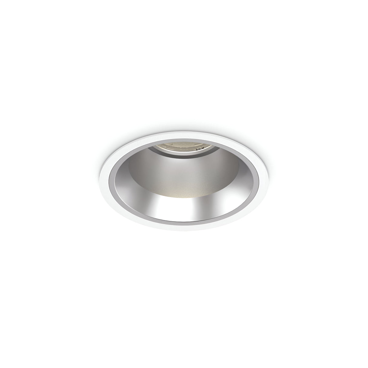 The Zeal Outdoor LED Recessed Downlight, featuring 15W power and a cool 4000K color temperature, is displayed against a pristine white background. Its sleek design includes a silver reflective interior, making it ideal for energy-efficient IP54-rated exterior lighting.
