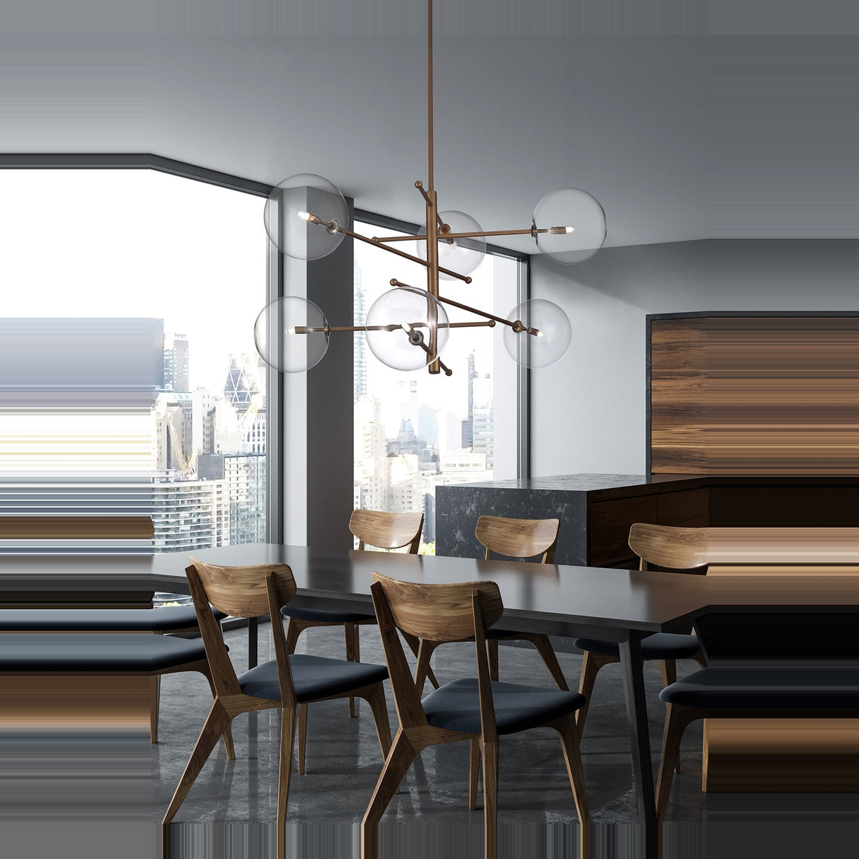 Estro 6 Light Globe Glass Chandelier