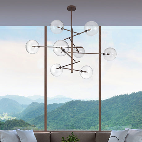 Estro 8 Light Globe Glass Chandelier 130cm