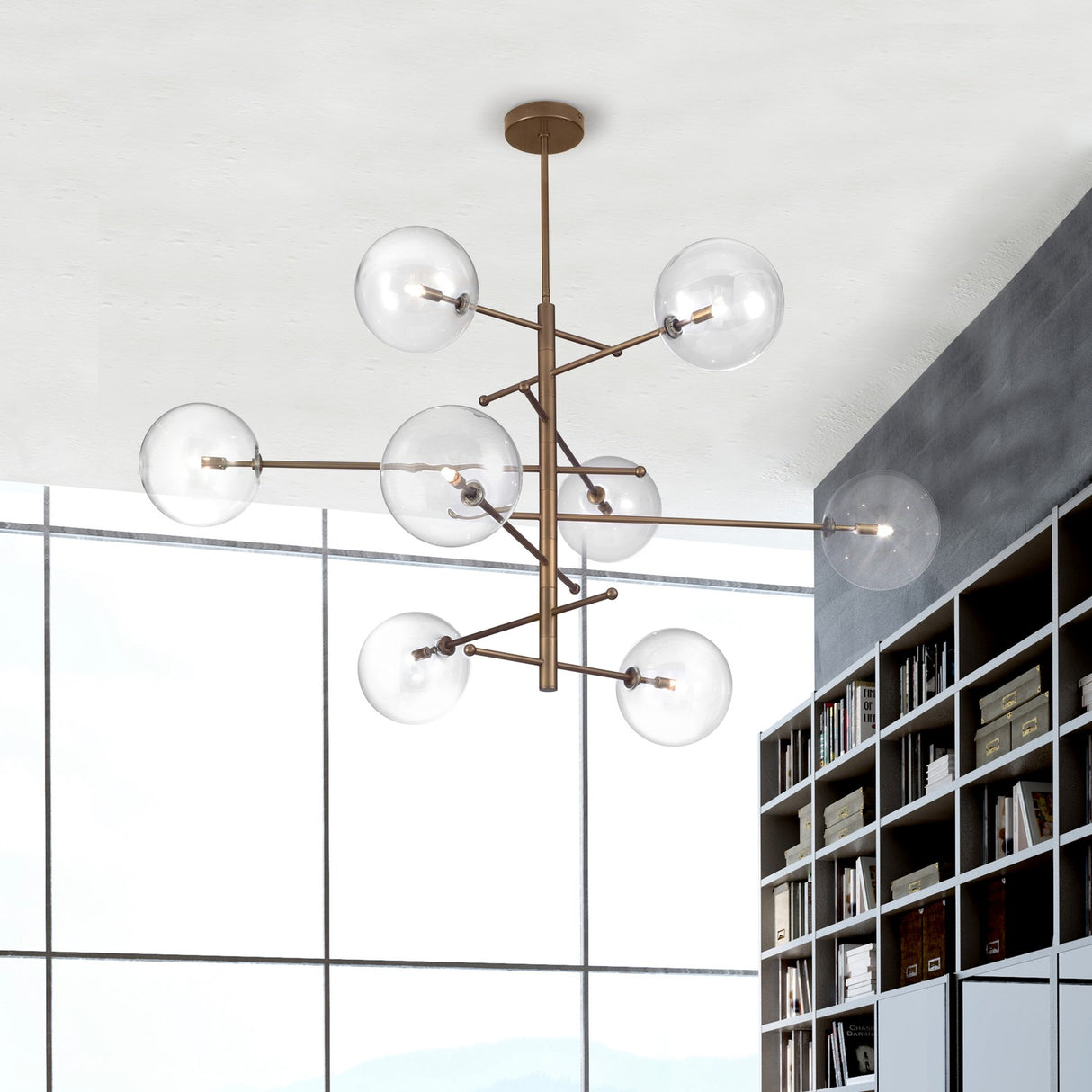 Estro 8 Light Globe Glass Chandelier 130cm