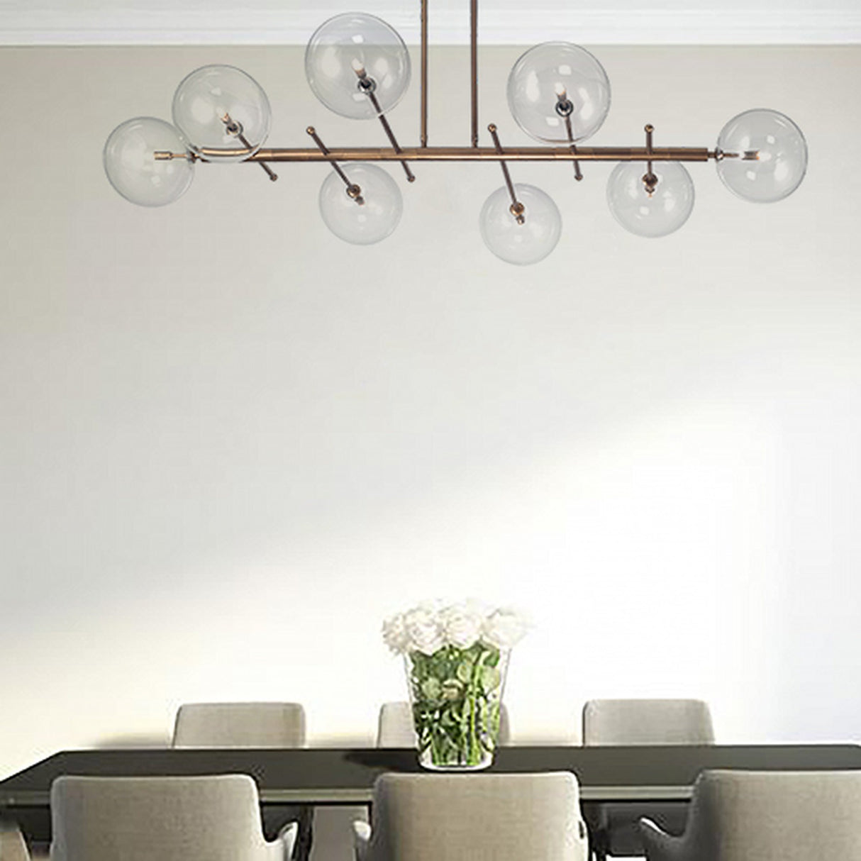 Estro 8 Light Globe Glass Chandelier 160cm