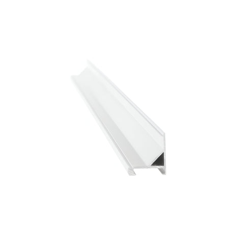 A close-up of the Arcus LED Corner Profile 2m 16x18cm in white on a plain background, showcasing its sleek aluminium extrusion with a triangular surface mount design and clean, sharp edges, ideal for modern lighting solutions.