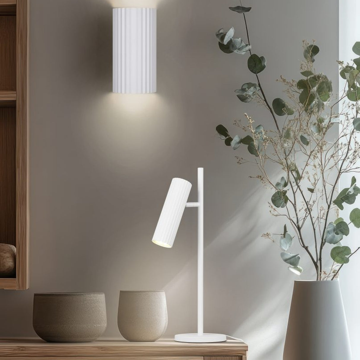 Soka 2 Light Up Down Plaster Wall Light – Matt White