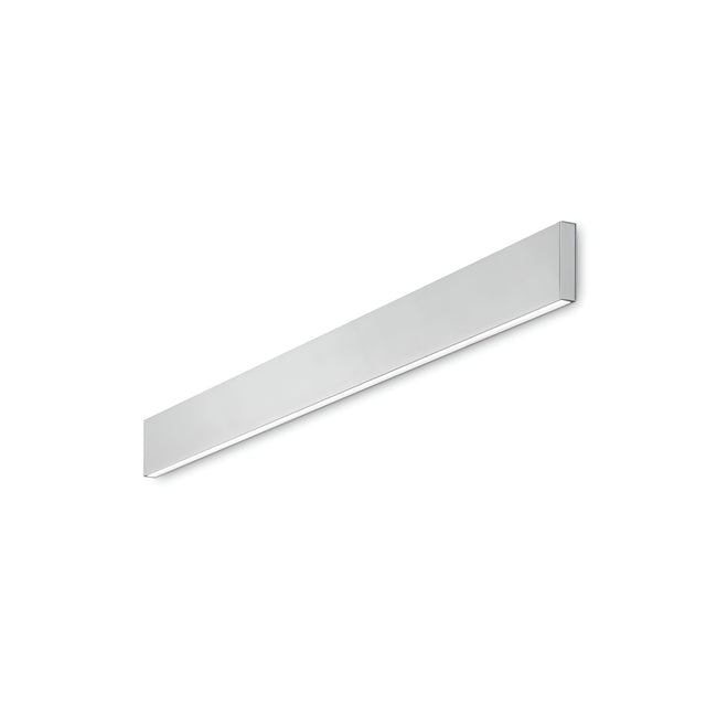 Introducing the Flux LED Linear Wall Light 32W 4000K in White, a sleek and modern fixture with a minimalist design. This energy-efficient light features a metallic finish and is mounted horizontally on a white background.