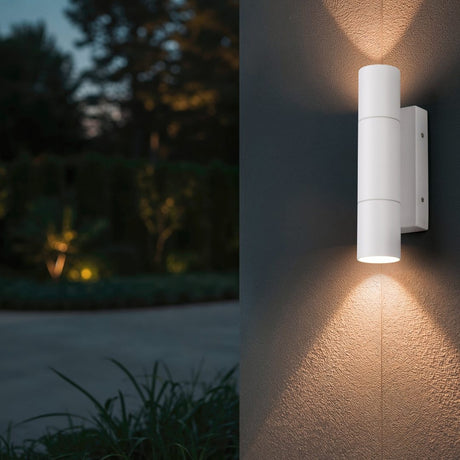 Yamuna 2 Light Up Down Outdoor Wall Light – Matt White