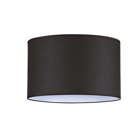 The Aethera Cylinder Lampshade - Black, 45cm showcases a stylish cylindrical silhouette with a smooth black exterior and a clean white interior, effortlessly complementing contemporary interior decor. Set against a simple white backdrop, it radiates modern sophistication.