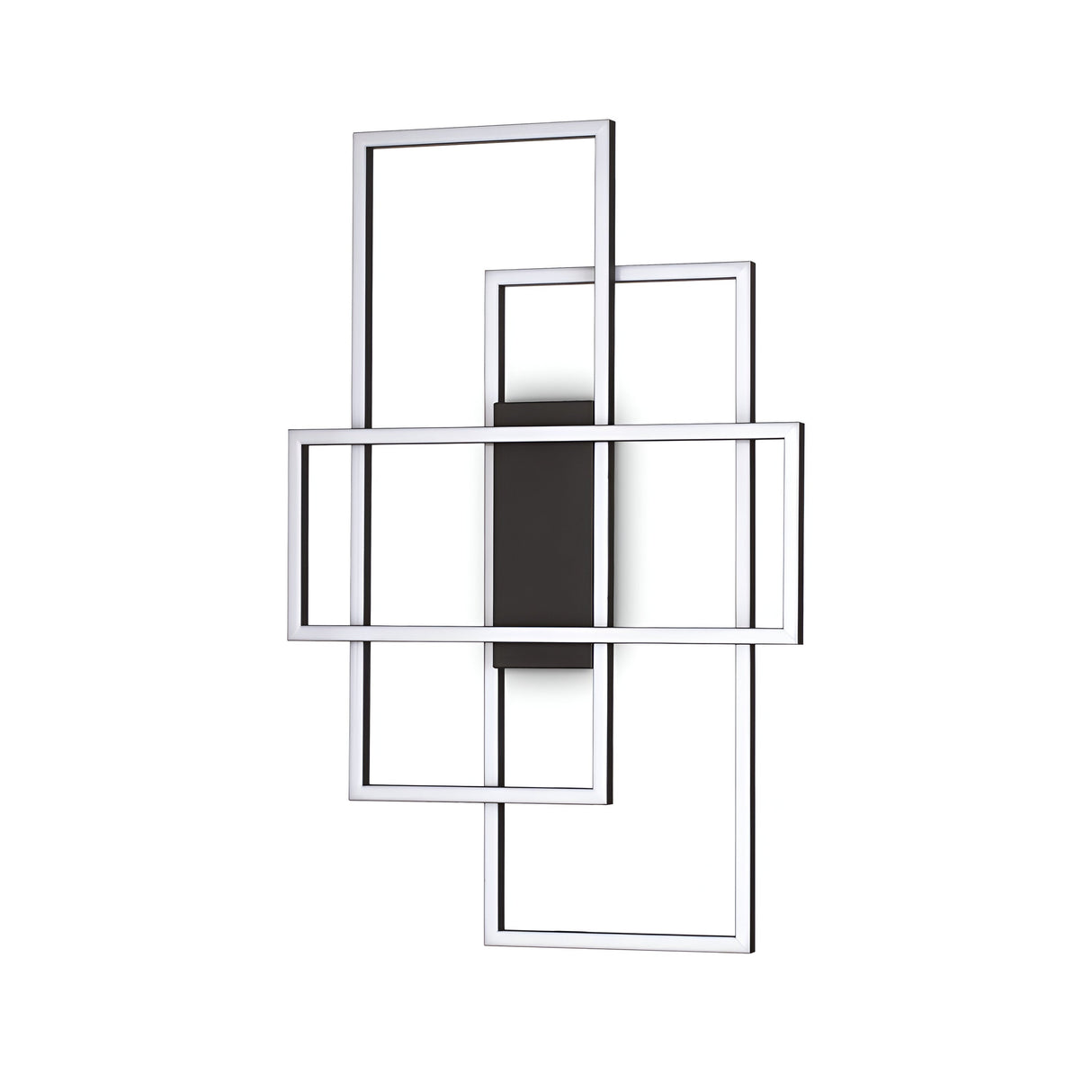 Introducing the Prios LED Ceiling Light 31W 3000K in Black, featuring overlapping rectangular frames that showcase sleek and minimalist geometry. This stylish and contemporary design offers a modern ambient lighting solution, ideal for enhancing any space with its elegant aesthetic.