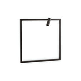 The Glimmer LED Square Wall Light 5W 3000K - Black showcases a minimalist design with a sleek black frame and a small cylindrical spotlight positioned at the top right corner. Set against a plain white background, this energy-efficient and modern lighting solution highlights its contemporary appeal.