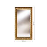 Dimension drawing of the full length gold leaf framed mirror, marked 106cm wide by 189cm high with a depth of 6cm.