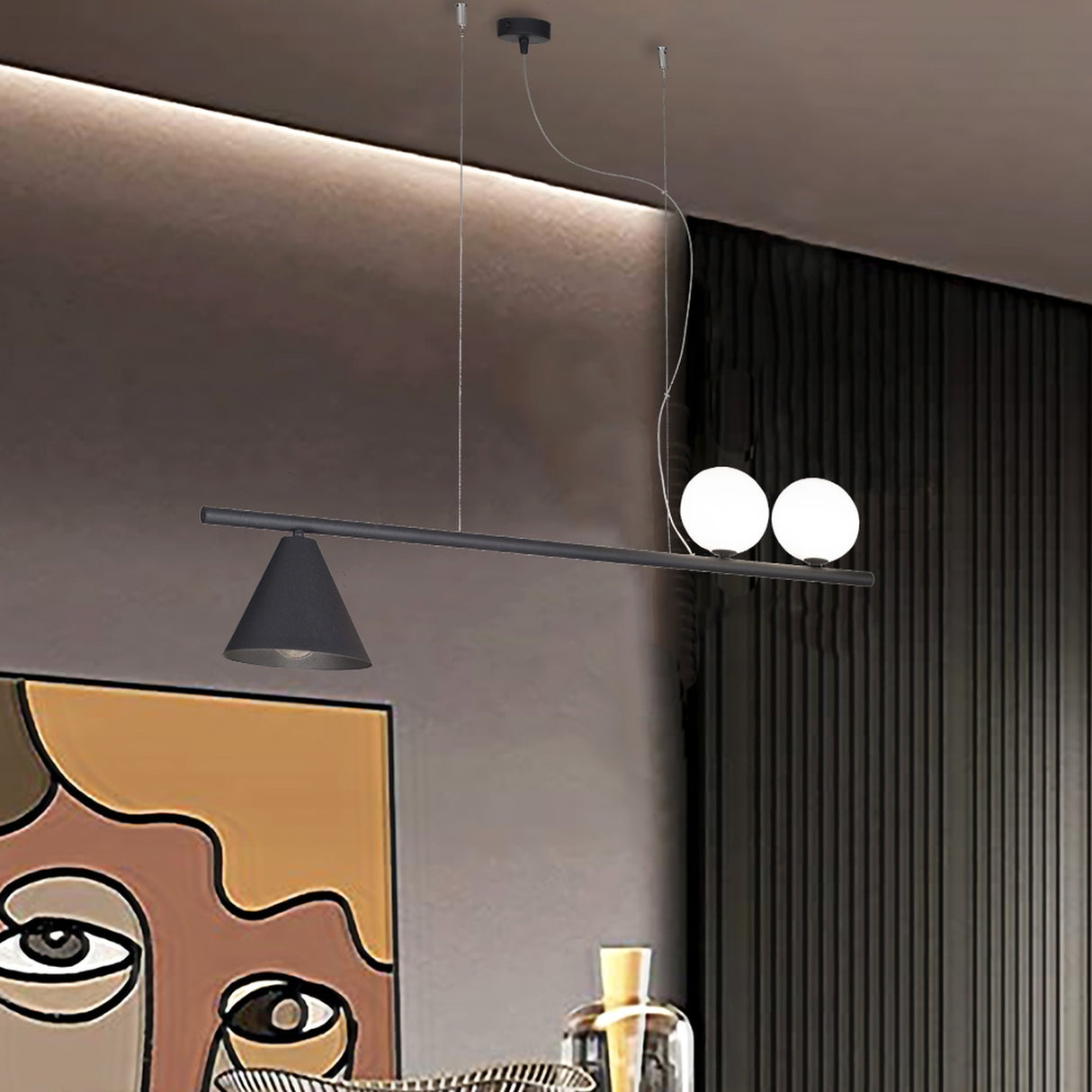 Libra 3 Light Cone Glass Bubble Chandelier