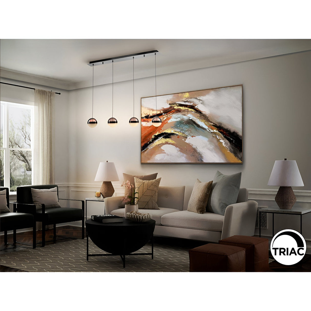 Orbes 4 Light Dimmable LED Glass Bar Pendant 29W 3000K - Multicoloured