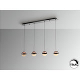 Orbes 4 Light Dimmable LED Glass Bar Pendant 29W 3000K - Multicoloured