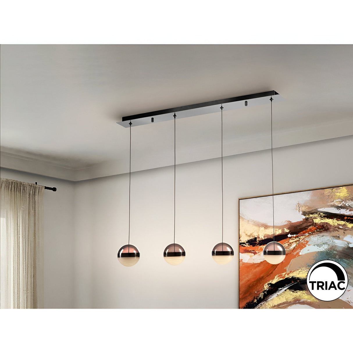 Orbes 4 Light Dimmable LED Glass Bar Pendant 29W 3000K - Multicoloured
