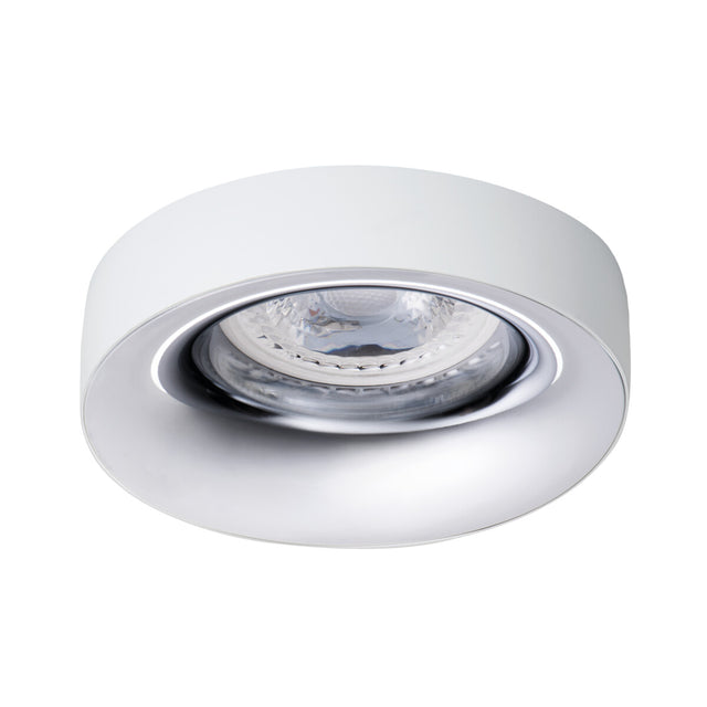 GU10 Recessed Downlight Round 10W Max IP20 70mm Cut-out - White / Chrome