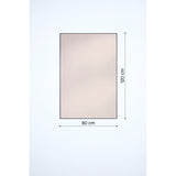 Lucka rectangular wall mirror, 120cm x 80cm, bronze-tinted glass in a slim black metal frame, shown against a plain white background with dimension labels.