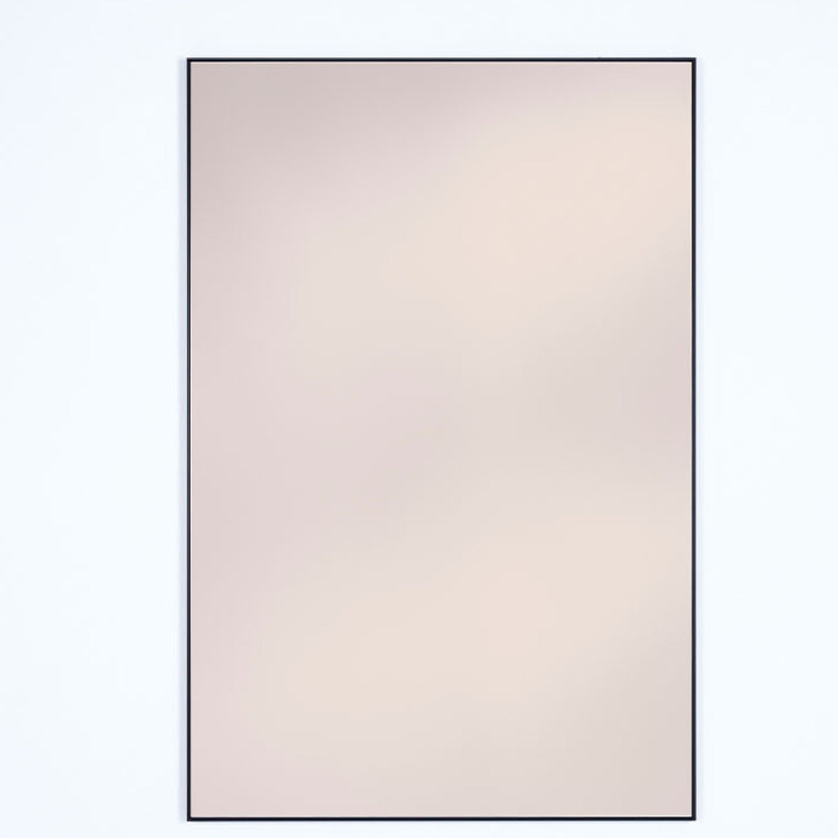 Lucka rectangular wall mirror, 120cm, with a slim black metal frame and bronze-tinted glass flush to the front, shown against a plain white background.
