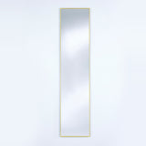 Lucka Gold Slim Framed Full Length Mirror, 175cm tall rectangular wall mirror with a thin gold metal frame and flush glass, shown on a plain light background.