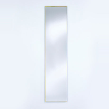 Lucka Gold Slim Framed Full Length Mirror, 175cm tall rectangular wall mirror with a thin gold metal frame and flush glass, shown on a plain light background.