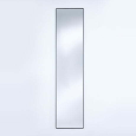 Lucka Black Slim Framed Full Length Mirror 175cm, a rectangular wall mirror with a thin black metal frame and flush glass, shown against a plain light background.