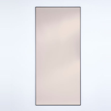 Lucka full-length wall mirror, 175cm rectangular design with slim black metal frame and bronze-tinted glass, shown on a plain light background.