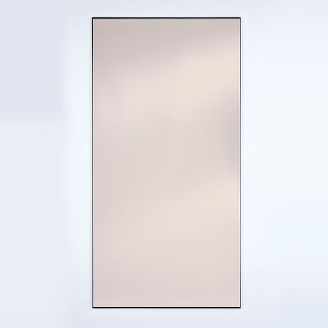 Lucka full length mirror, rectangular, bronze tinted glass in a slim black metal frame, on a plain light background.