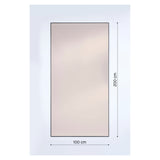 Lucka full-length rectangular wall mirror, 100cm x 200cm, bronze-tinted glass in a black metal frame, shown with dimension markers on a plain white background.