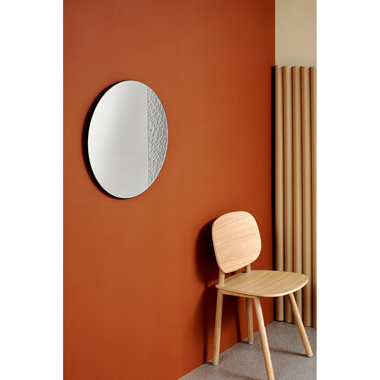 Cord Deco Textured Glass Round Wall Mirror 58cm